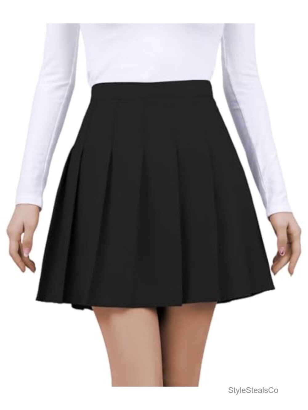 Pleated Mini Skort with Built-in Shorts High Waist A-Line Tennis Skirt